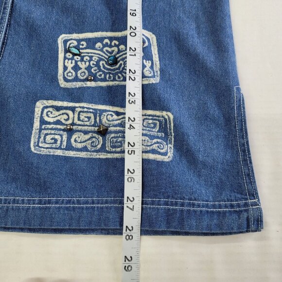 Nina Piccalino Shirt Womens 8 Blue Denim Beaded Toggle Jacket Shacket Vintage - Picture 14 of 15